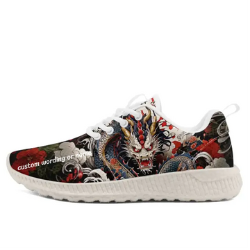 Personalized Casual Shoes with Japanese Dragon Theme. Customize with Your Name and Images. Perfect for Dragon Enthusiasts,OL-022-24023001