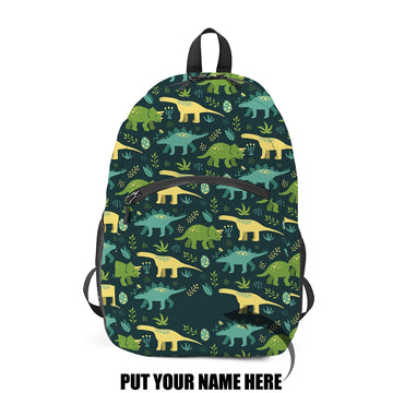 Dinosaur School Bag Backpack College Bookbag with Custom Name