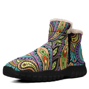 Custom Flower Printed Comfy Winter Fur Boots Winter Footwear for Women Men