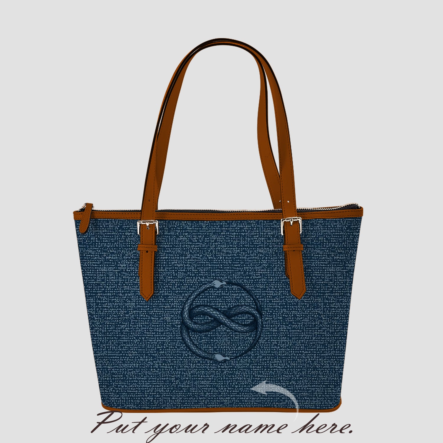 snake print tote bag