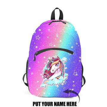 Unicorn Travel Backpack Durable College School Backpack with Custom Name