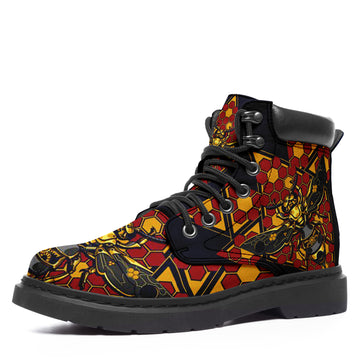 Custom Bee Printed Boots Vegan Ankle Leather Boots Fashion Casual Leather Lightweight Boots