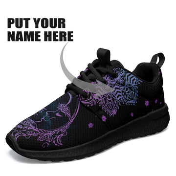 Sun and Moon Purple Mandala Non Slip Wakling Shoes- Black