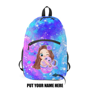 Mermaid Backpack School Bag for Girl with Custom Name