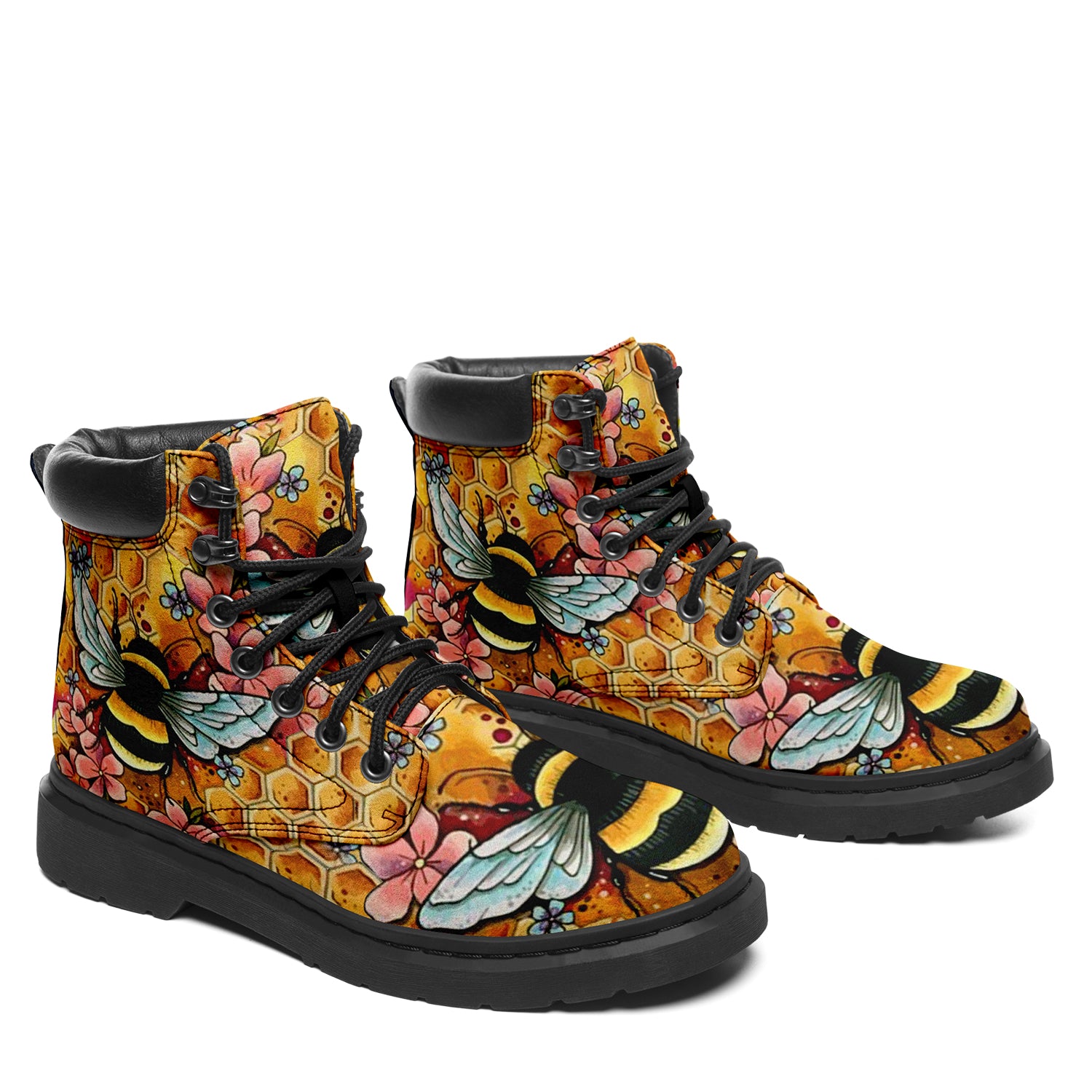 Custom Bee Printed Boots 