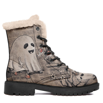Halloween Ghosts Print Boots Winter Snow Boots Waterproof Work Hiking Boots for Women Men
