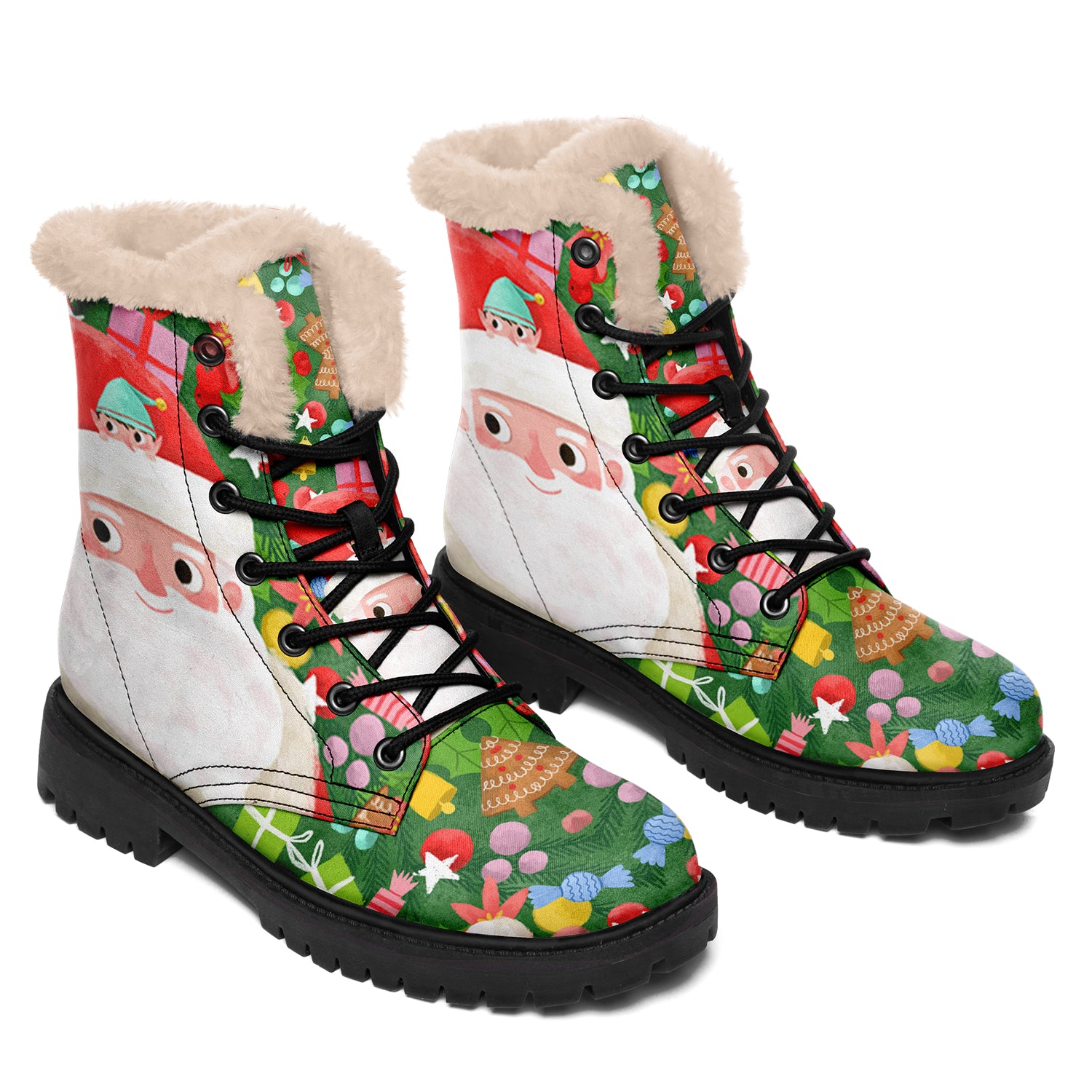 Christmas Santa Claus Print Boots