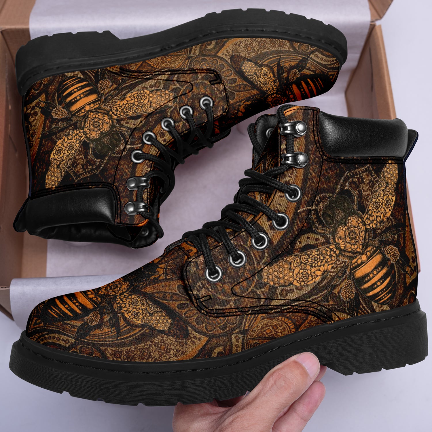 Custom Bee Printed Boots