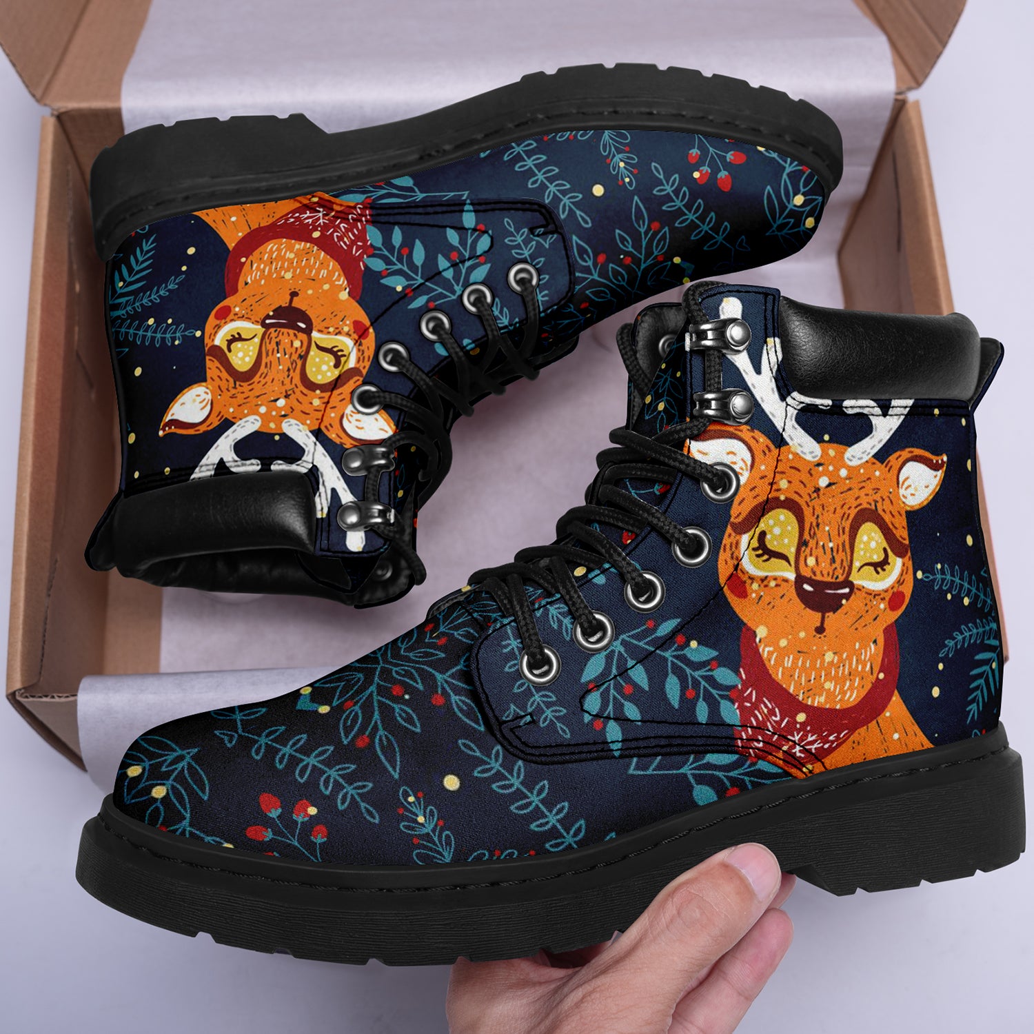 Christmas Elk Gift Print boots