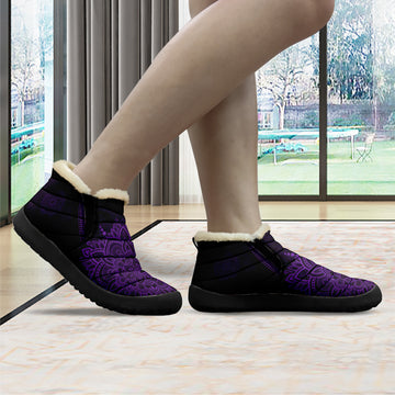 Custom PURPLE Mandala Flower Boots Winter Snow Boots Fur Lined Warm Ankle Boots Slip On