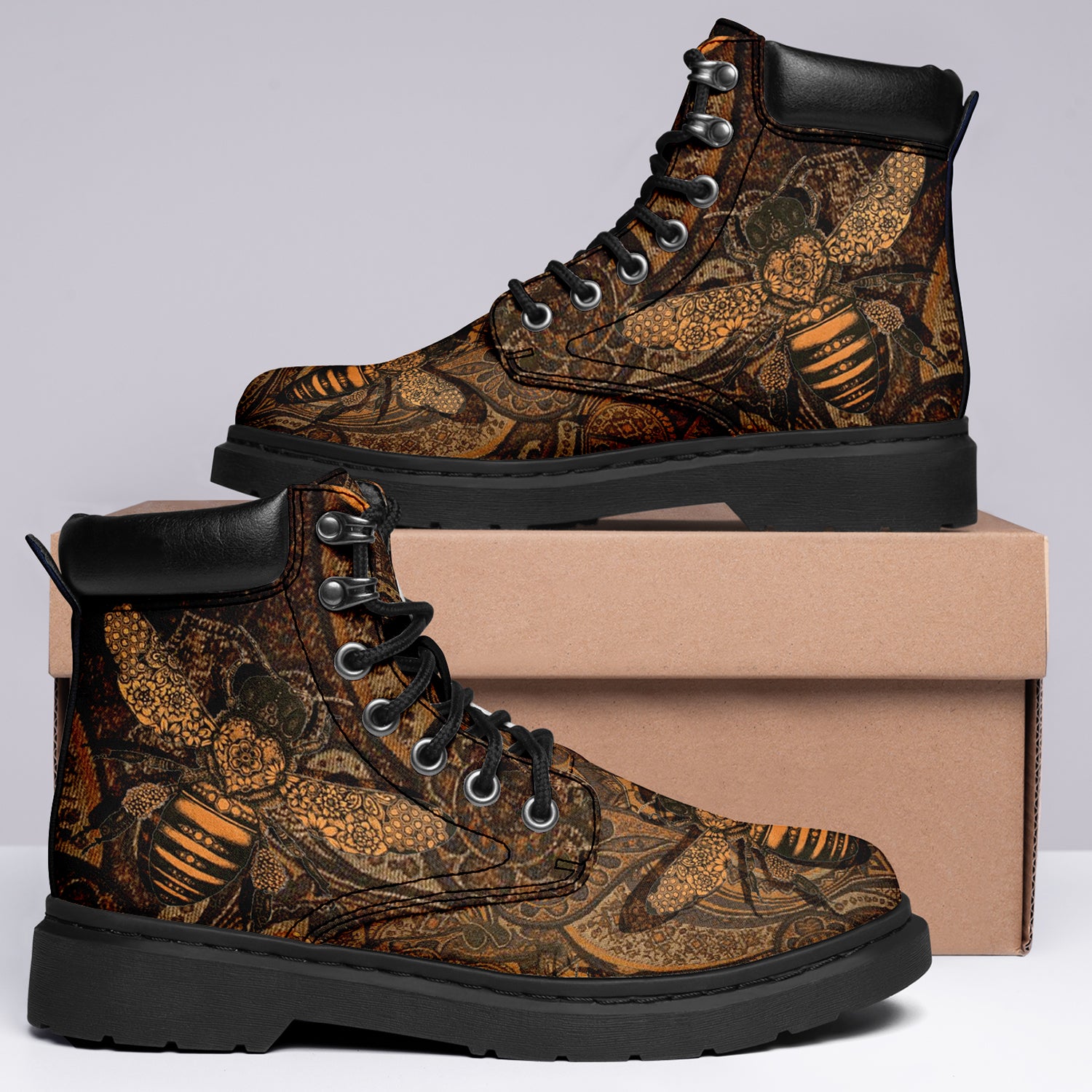 Custom Bee Printed Boots