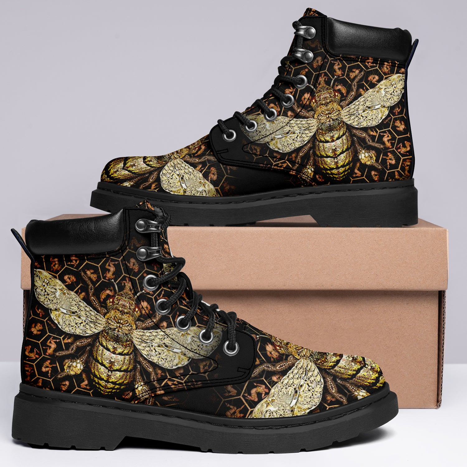 Custom Bee Printed Boots