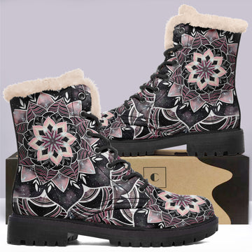 Flower Fur Lined Winter Snow Boots