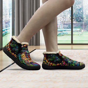 Custom Laura McGowan Art Winter Snow Boots Fur Lined Ankle Boots Womens Mens Winter Shoes