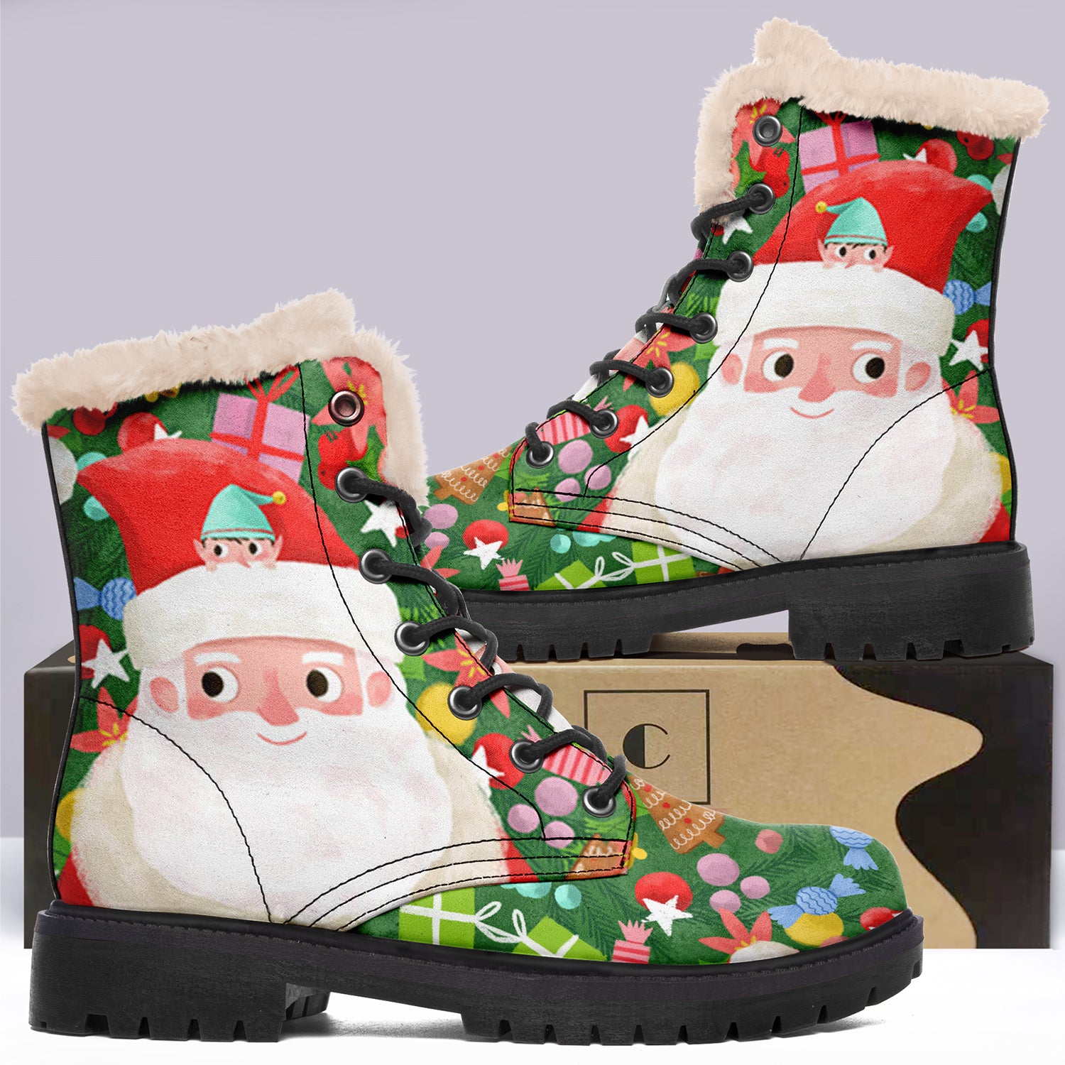 Christmas Santa Claus Print Boots