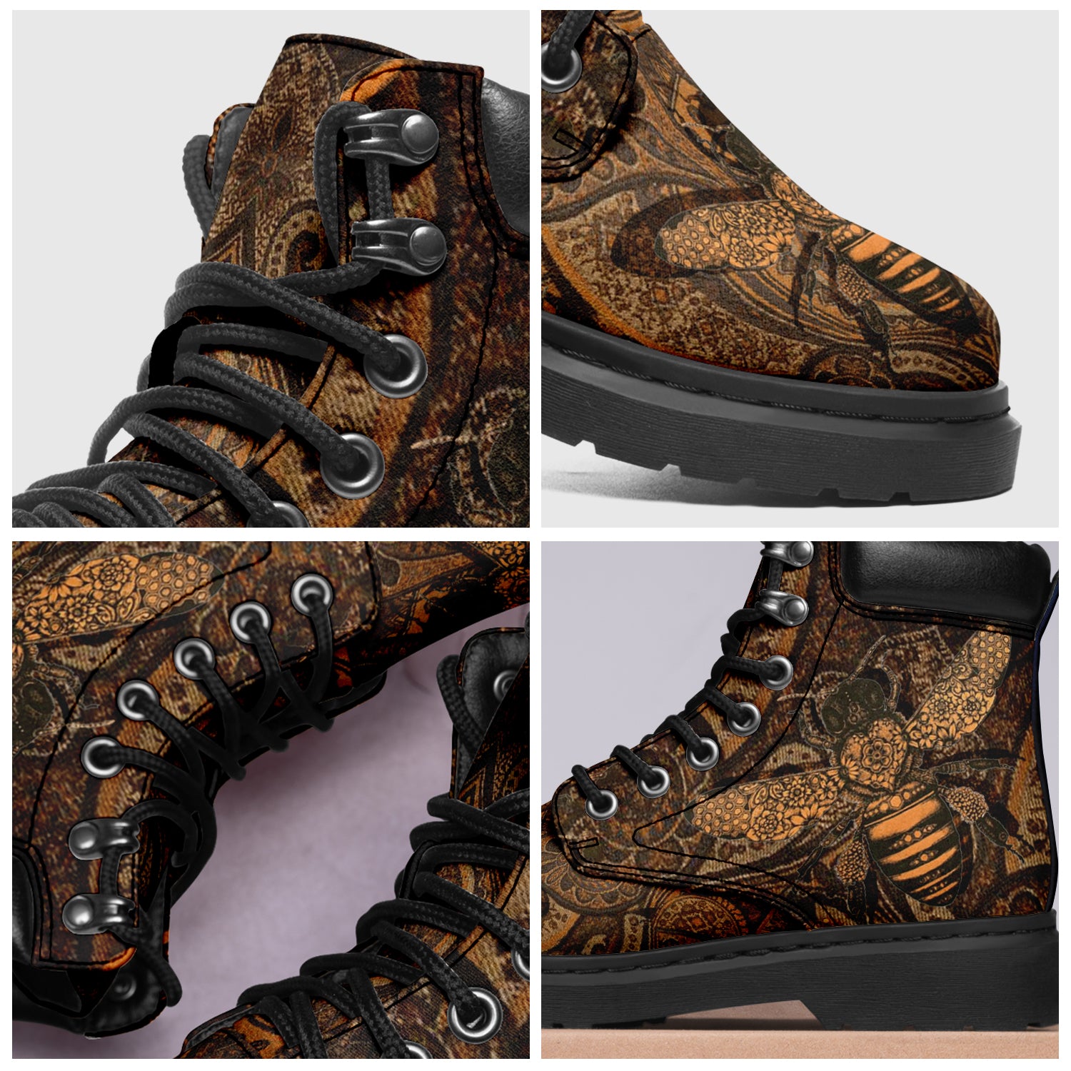 Custom Bee Printed Boots
