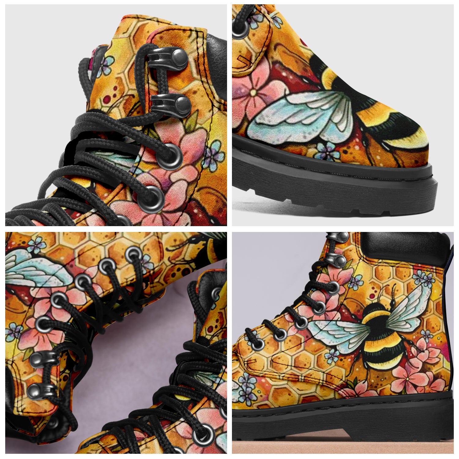 Custom Bee Printed Boots 