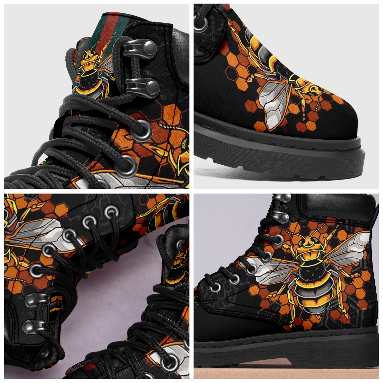 Custom Bee Printed Boots 