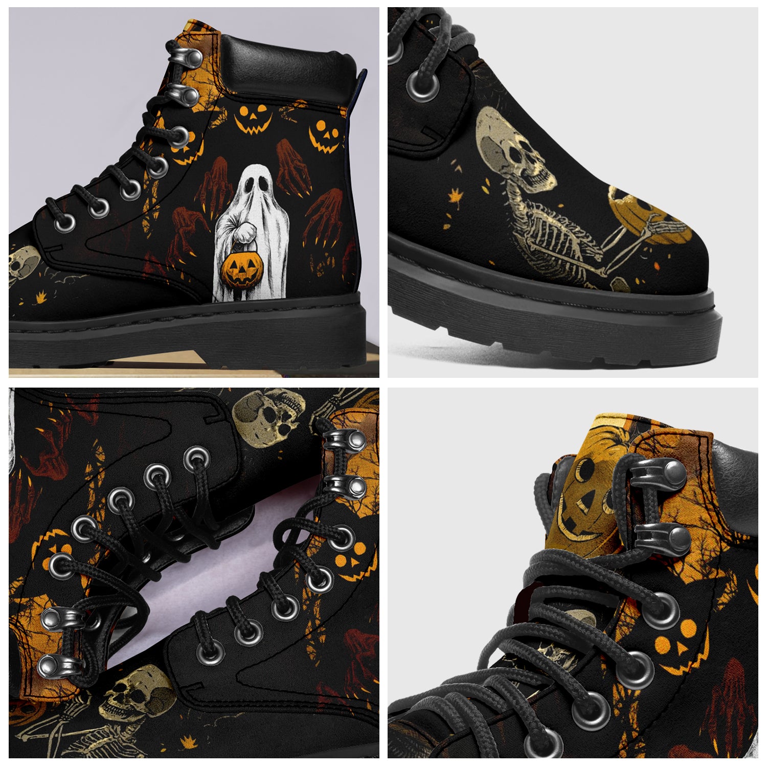 Ghosts Trick Leather Lace up Boots