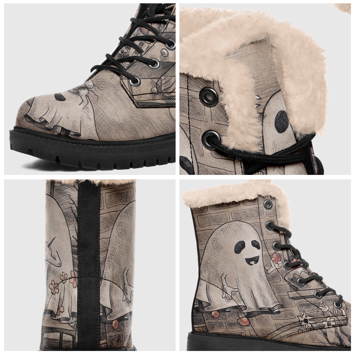Halloween Ghosts Print Boots