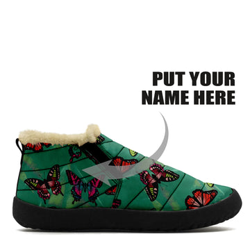 Custom Butterfly Green Nature Boots Warm Fur Lined Winter Snow Boots Comfortable Non-slip Shoes