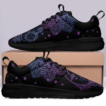 Sun and Moon Purple Mandala Non Slip Wakling Shoes- Black