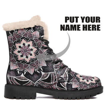 Flower Fur Lined Winter Snow Boots