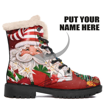 Christmas Boots Santa Claus Print Womens Winter Snow Boots Outdoor Fashion Design Boots Xmas Gift