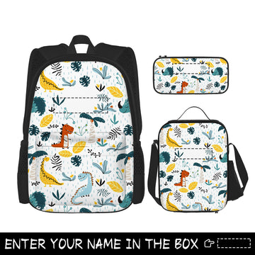 Custom Kids Dinosaur School Backpacks, 3 in 1 Kids School Bookbag with Lunch , Pencil Bag