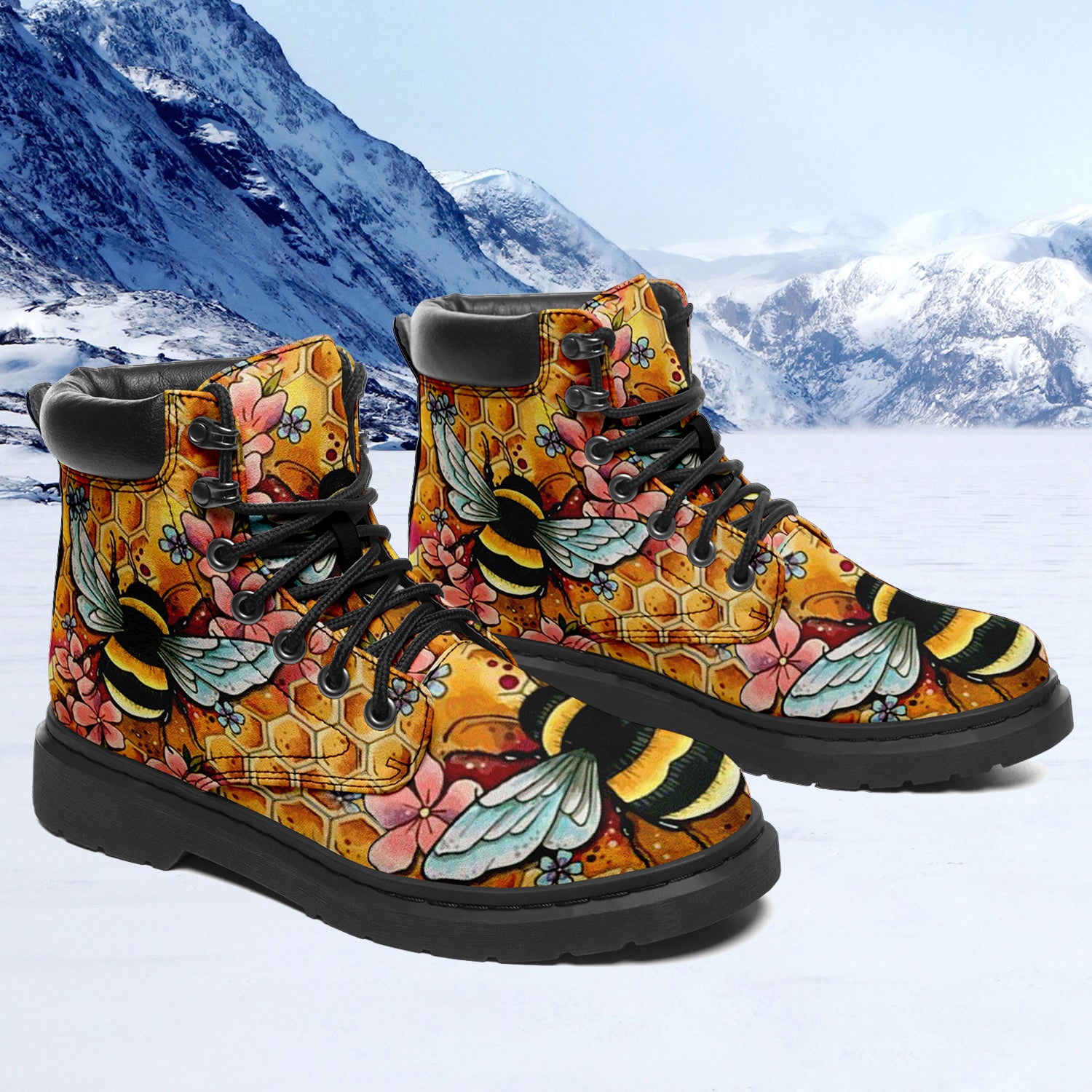 Custom Bee Printed Boots 