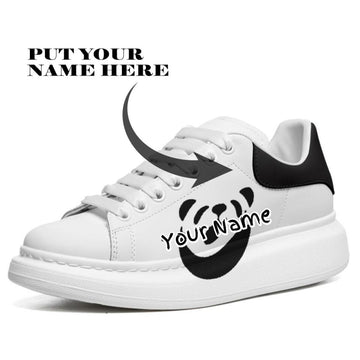 MK-B07 Personalized Fashion Sneakers,  White Leather Sneakers