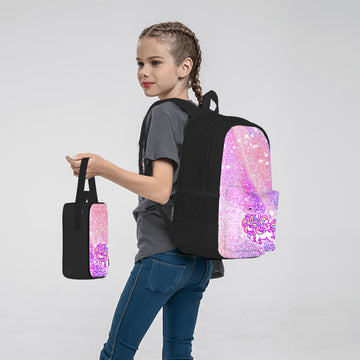 Personalized Unicorn School Backpacks, 3 in 1 Set School Bag with Lunch Bag Pencil Case