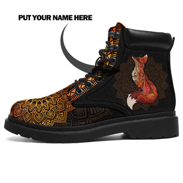 Custom Fox Boots, Mandala Boots, Personalized Gift