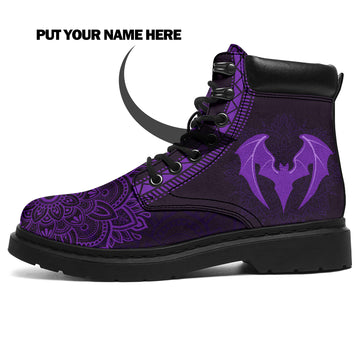 Personalized Bat Boots, Mandala Boots, Custom Gift for Bat Lovers