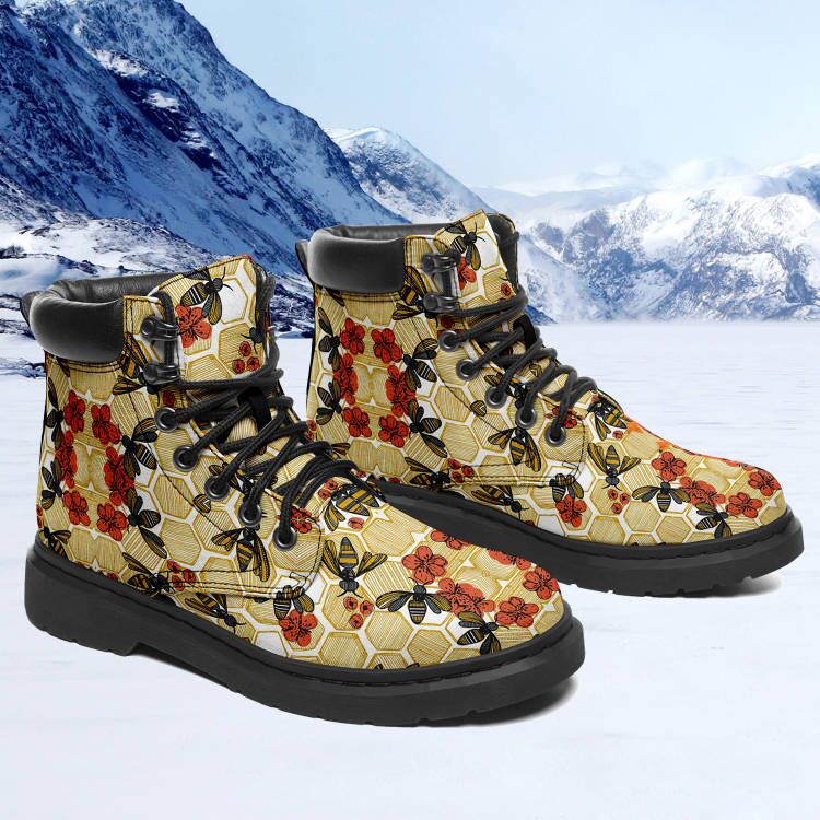 Bee Flower Printed Boots